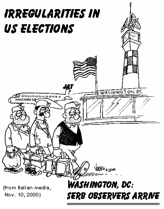 Cartoon: Irregulartities in US Elections, Serb Observers Arrive